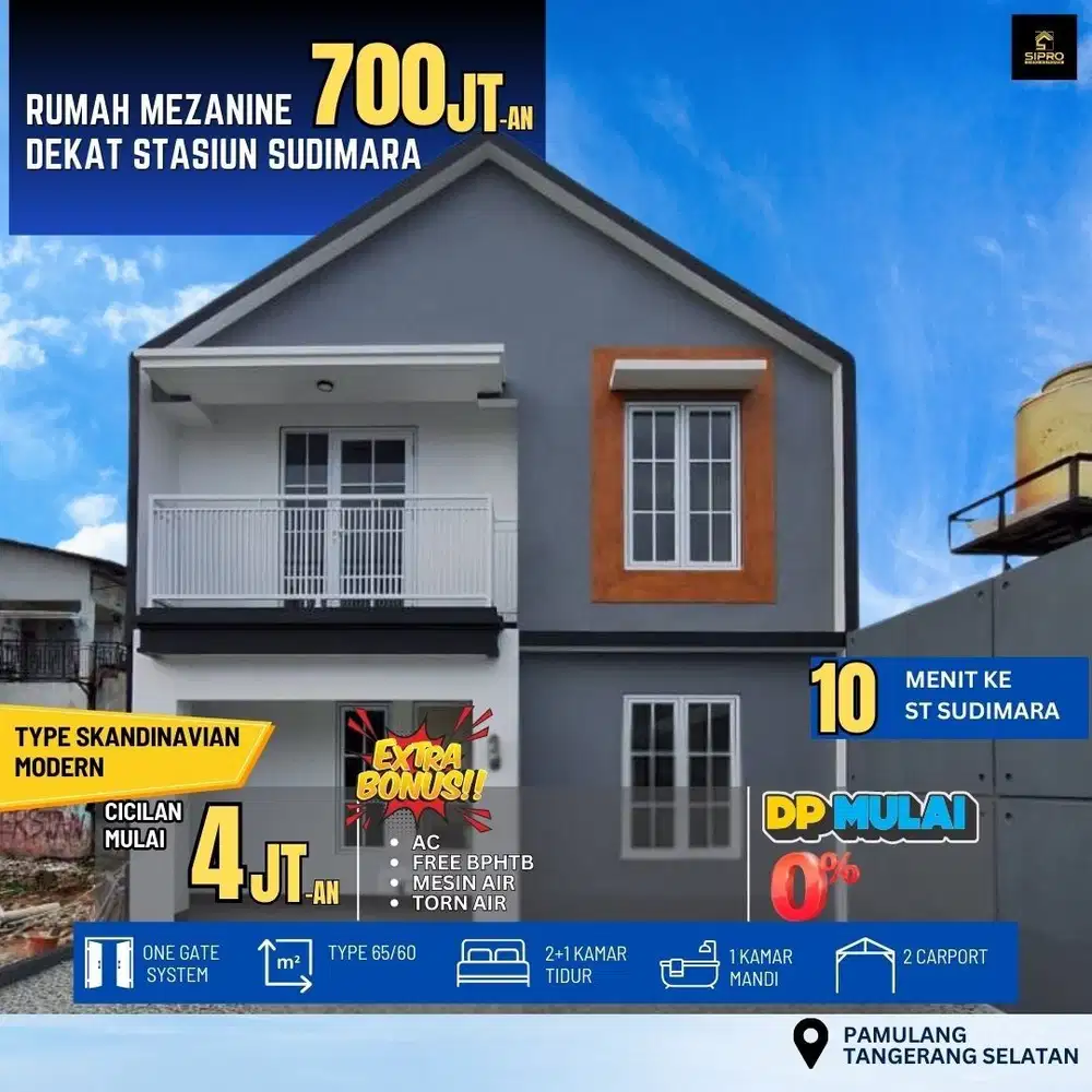 Rumah Mezanine Skandinavian Modern Dekat Stasiun Sudimara