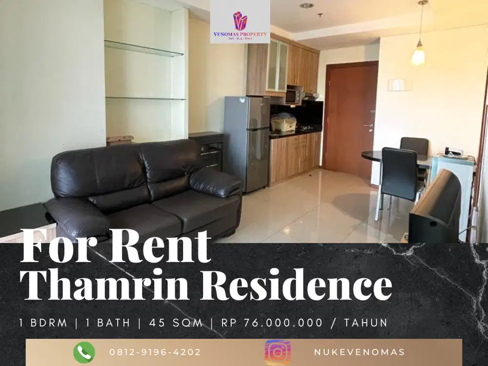Disewakan Apartement Thamrin Residence 1BR Full Furnish Lantai Sedang