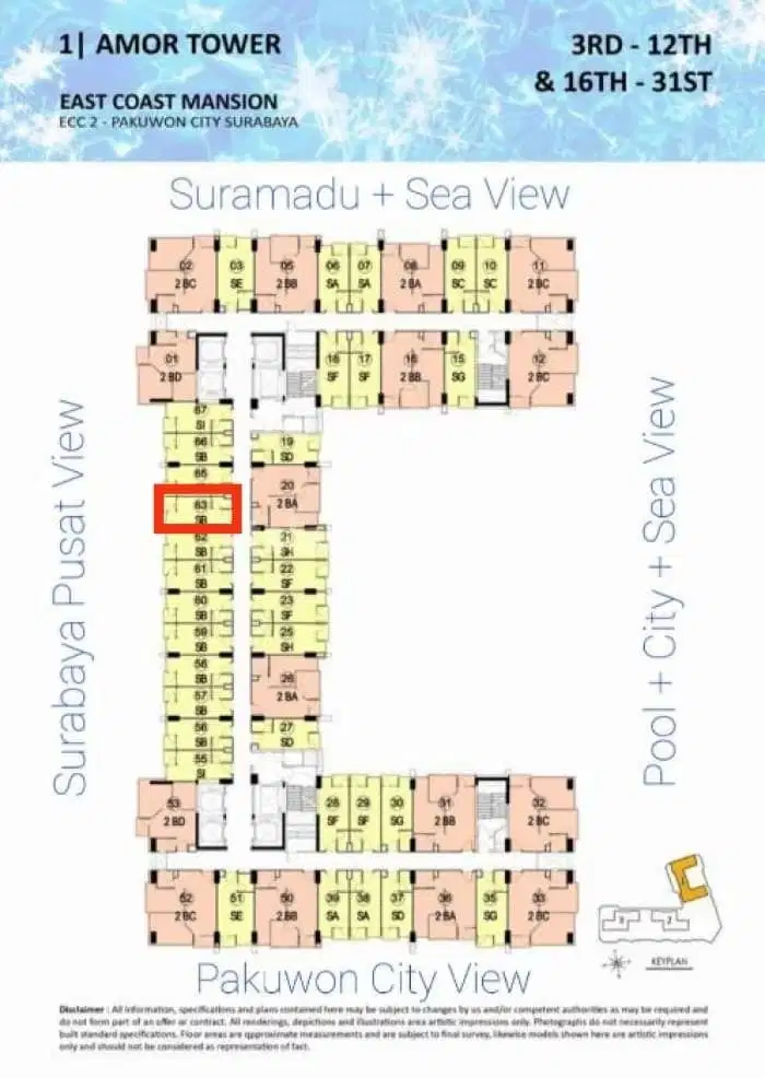 Jual apartment Amor, lokasi strategis langsung atas mall.