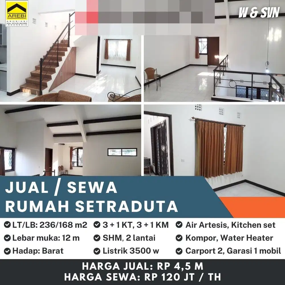Termurah! Jual/Sewa Rumah di Setraduta Bandung