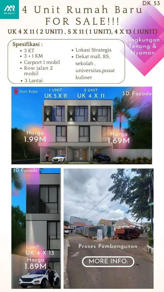 2 unit lagi rumah proses pembangunan di duri kepa jakarta barat