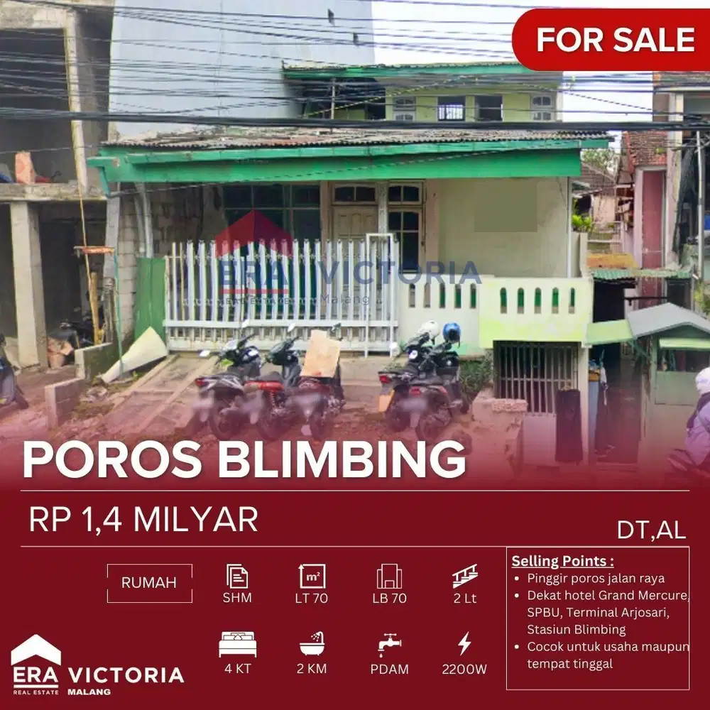 Rumah Jual Dekat Grand Mercure Malang, Stasiun Blimbing Lokasi Pinggir