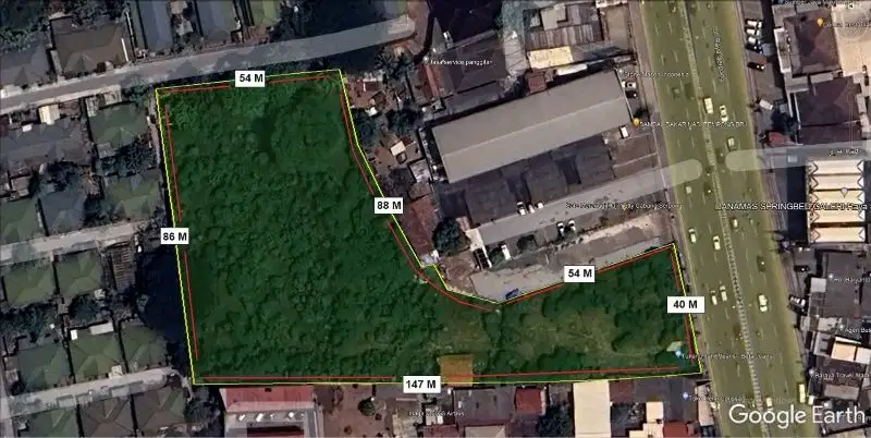Kavling Komersial 7800m² Jalan Raya Serpong Tangerang hadap Timur