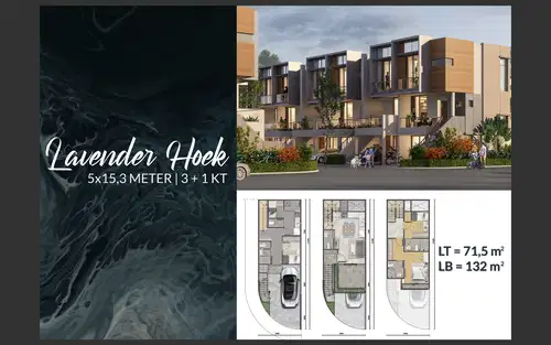 Jual TURUN HARGA Rumah HOEK Golf Island Uk 5x15,3 Lavender 2.9M NETT