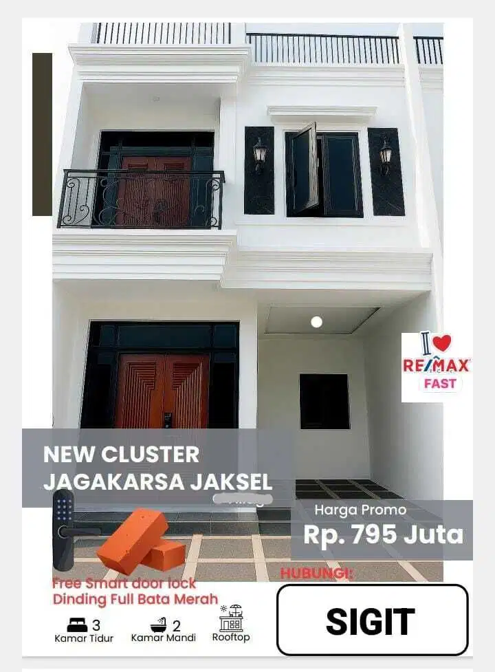 Rumah Minimalis 2.5 lantai + rooftop di Jln Gandaria, Jagakarsa Jaksel