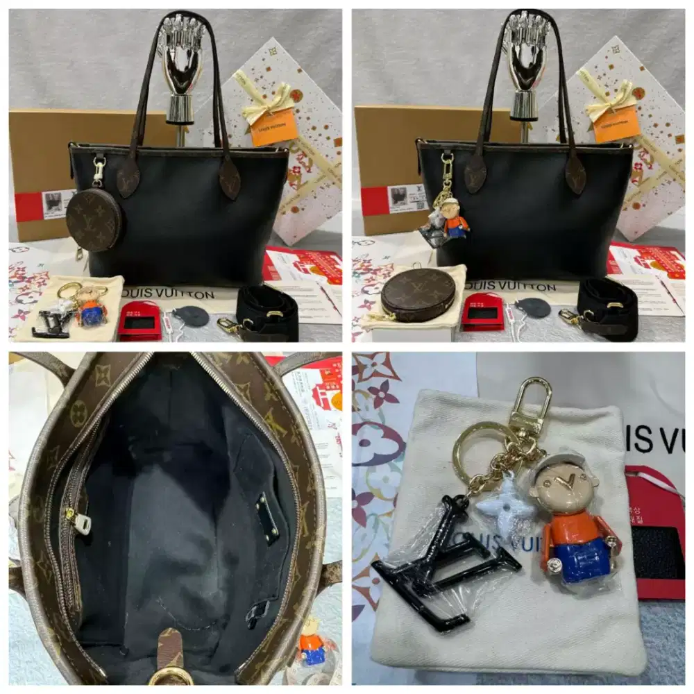 TAS LV NEVERFULL ZIPPER TOTE BAG LEATHER