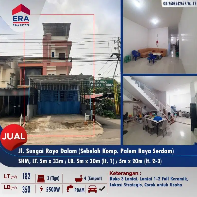 Dijual 1 unit ruko posisi tepi pinggir jl. serdam sudah siap pakai