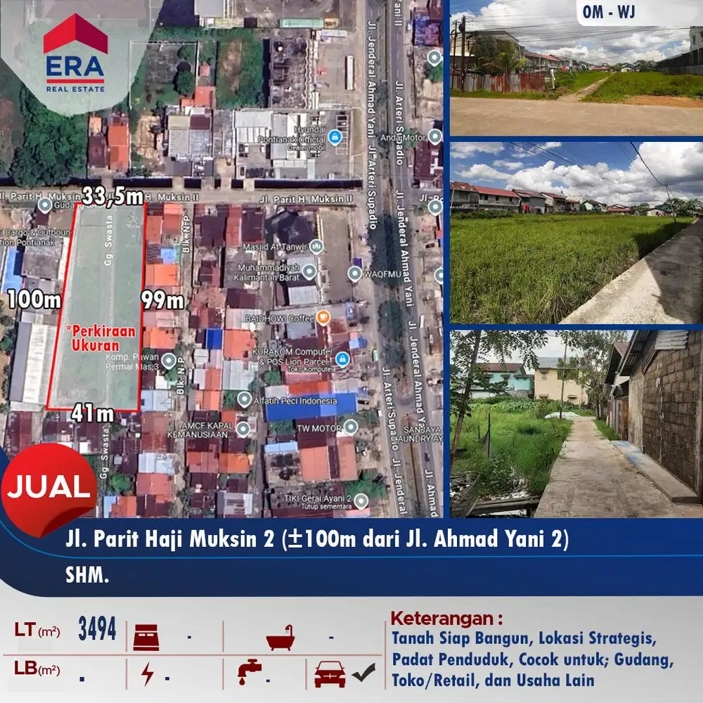 Dijual tanah siap bangun Jl. P.H.Muksin 2 hanya 100m dari Ayani 2