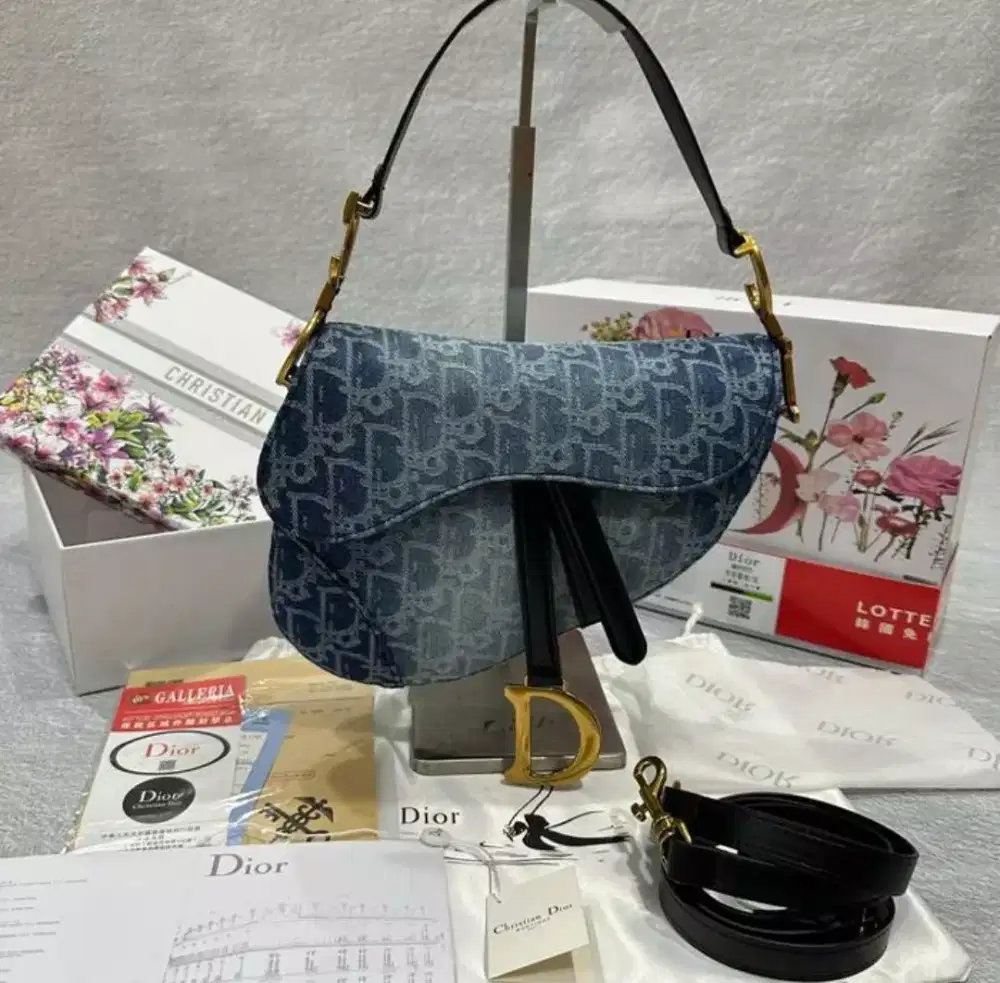 TAS DIOR SADDLE DENIM MEDIUM SIZE