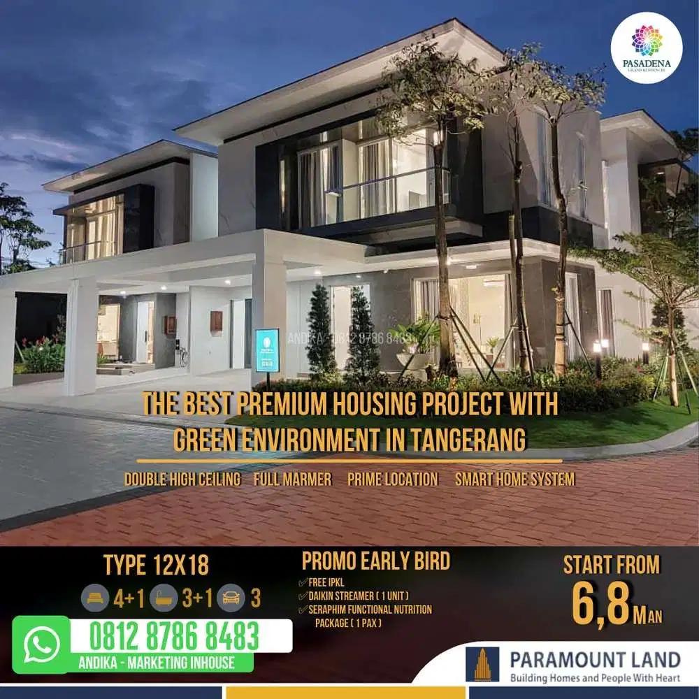 RUMAH 2 LANTAI DI GADING SERPONG DEKAT TOL FULL MARMER FITUR HIGH