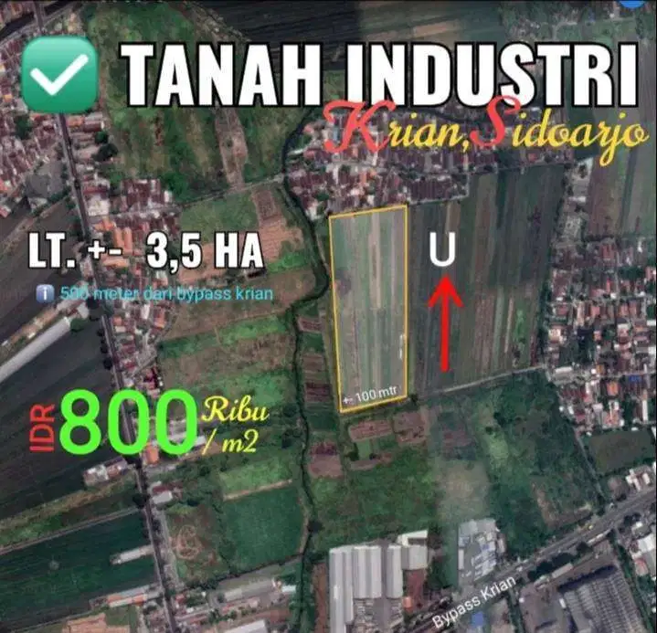 Tanah industri di Krian Sidoarjo