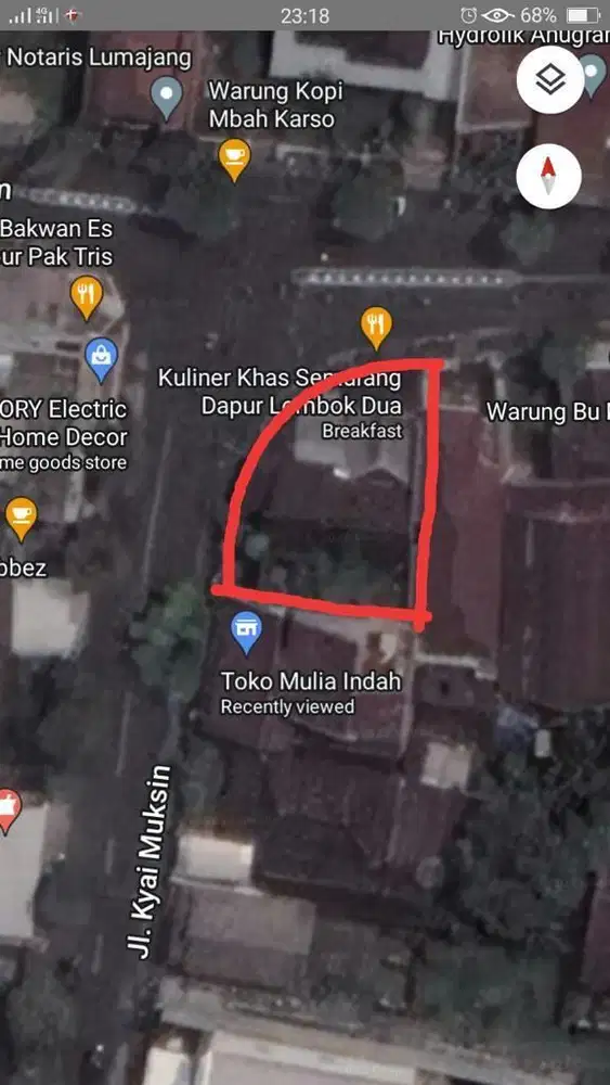 Tanah hok pusat kota lumajang  nol jalan raya