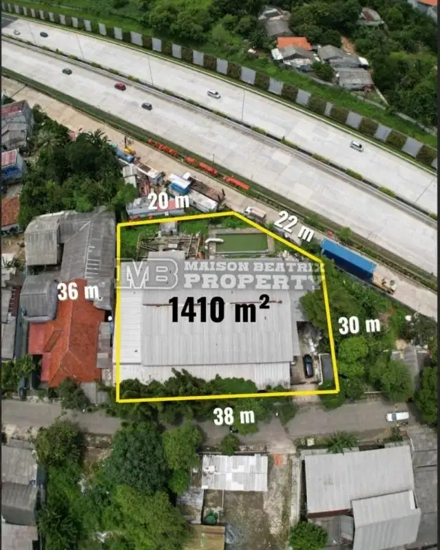 DIJUAL GUDANG HITUNGAN TANAH SAMPING TOL, PD CABE TANGSEL