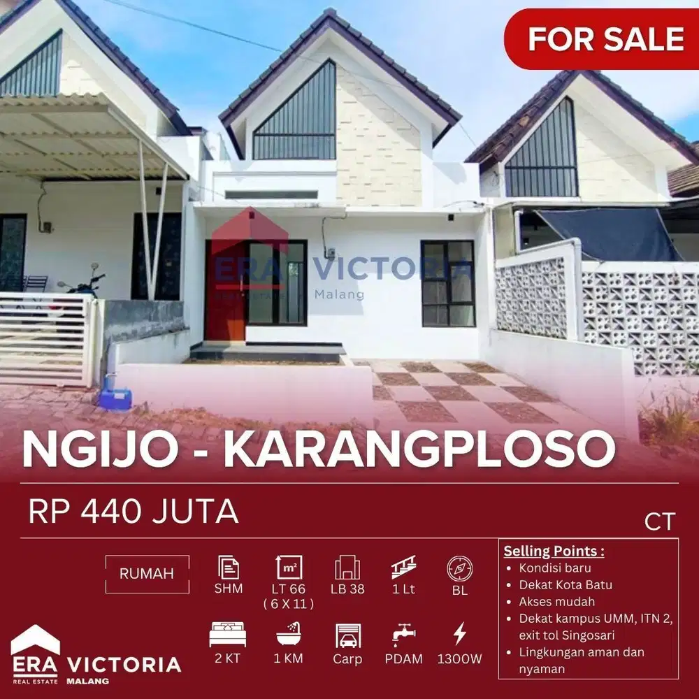 Rumah Kondisi Baru Belum Pernah Dihuni Lokasi Dekat Ke Kota Baru