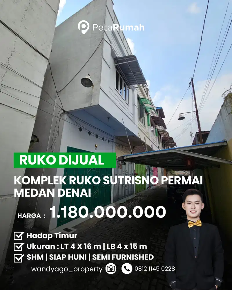 DIJUAL RUKO KOMPLEK SUTRISNO PERMAI, MEDAN DENAI