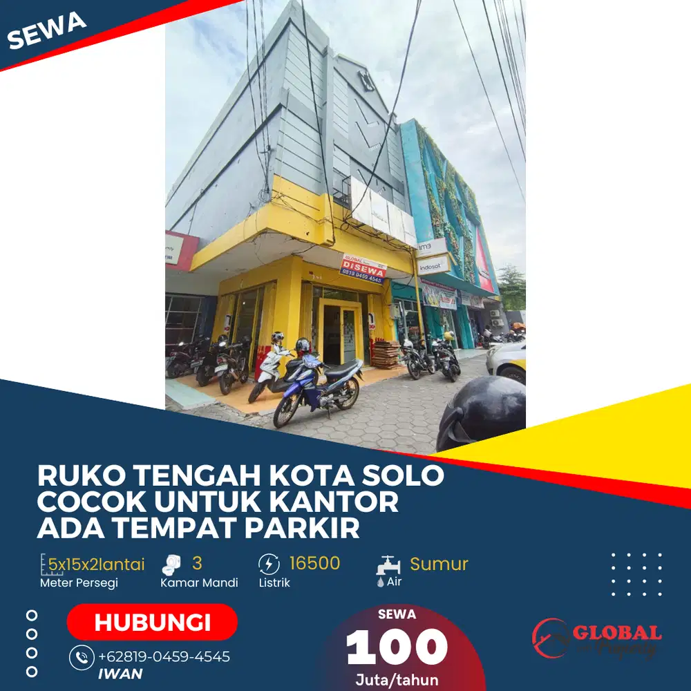 Ruko Strategis Tengah Kota Solo Cocok untuk Kantor Profesional