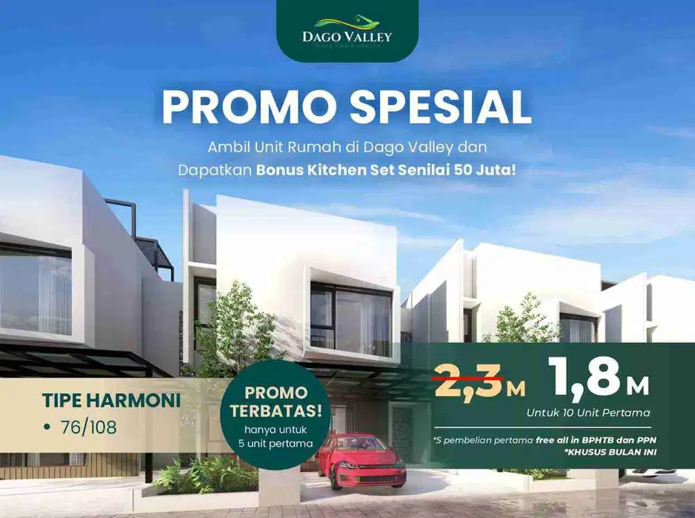 Cluster mewah 2 lantai di Dago jadi 2M, cuma 5 menit ke kampus ITB BANDUNG