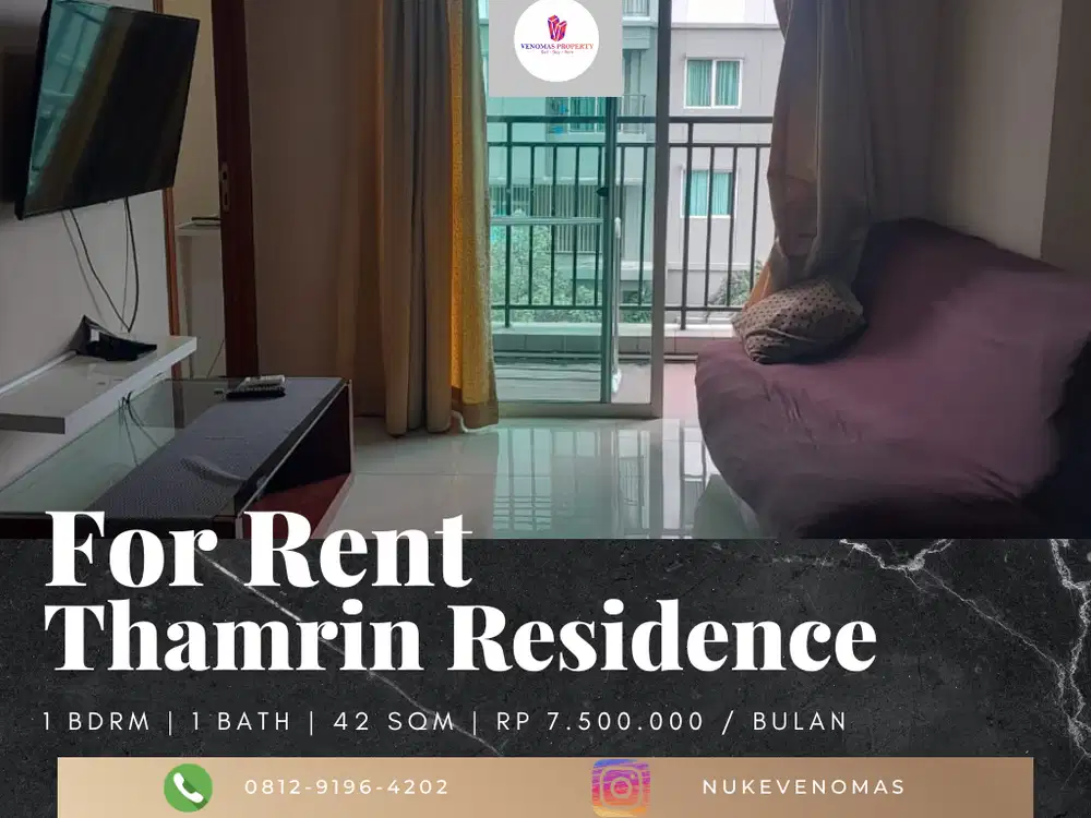 Disewakan Apartement Thamrin Residence 1 BR Furnished Bagus Tower A