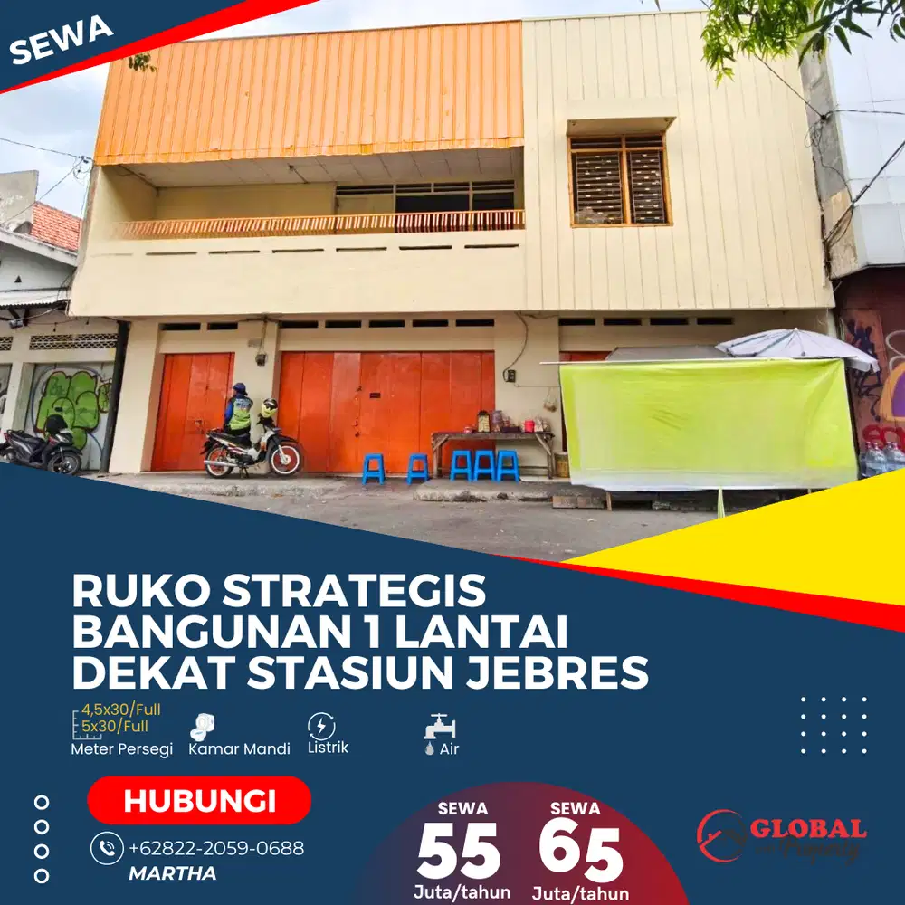 Ruko Strategis Dekat Stasiun Jebres Cocok Untuk Kuliner/Toko