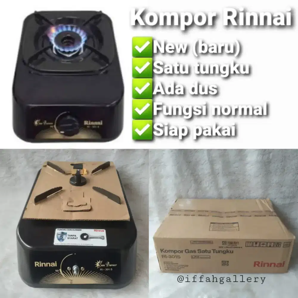 Kompor Rinnai 1 Tungku Kardus Segel Siap Pakai