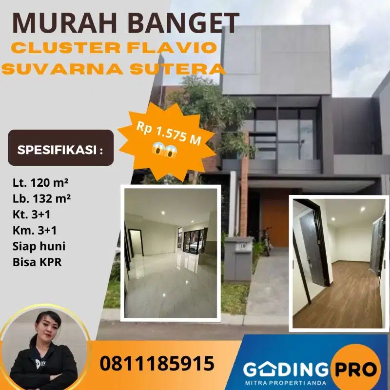 Rumah Murah Dekat Sekolah 1.575M Flavio 120 Suvarna Cikupa Tangerang