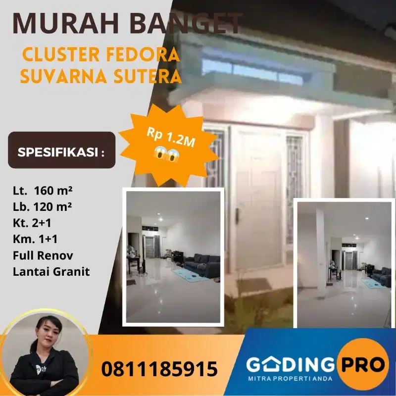 Jual Cepat Cluster Fedora Lt. 160 Renov Suvarna Sutera Lavon Tangerang