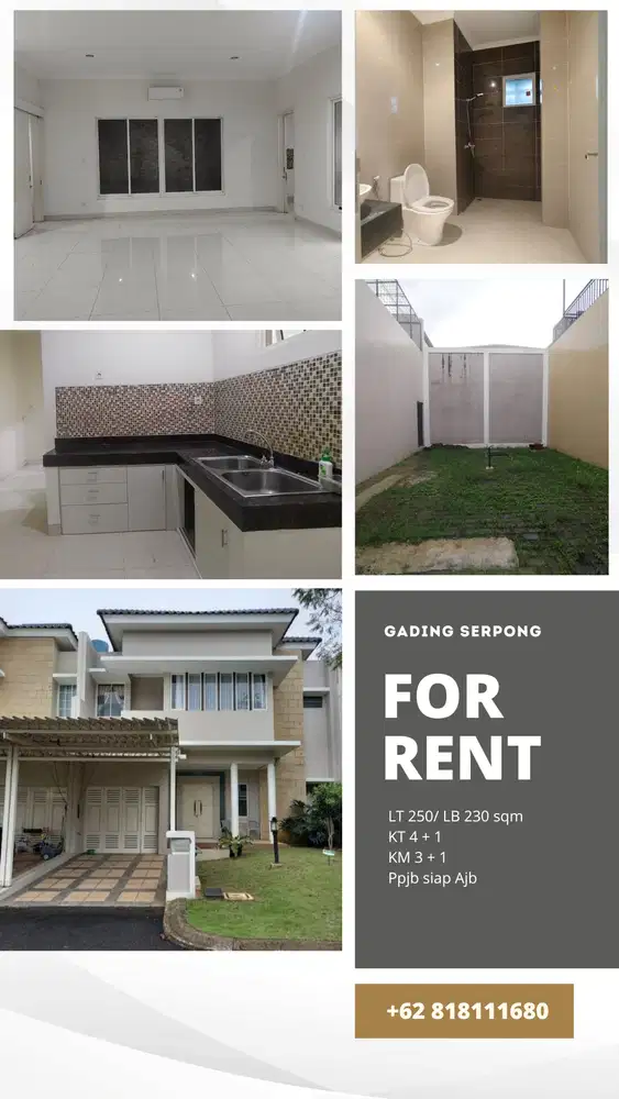 DISEWAKAN Cluster Goldfinch Gading Serpong