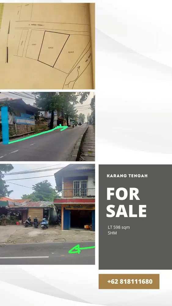 Dijual tanah pinggir jalan karang tengah dan jakarta selatan