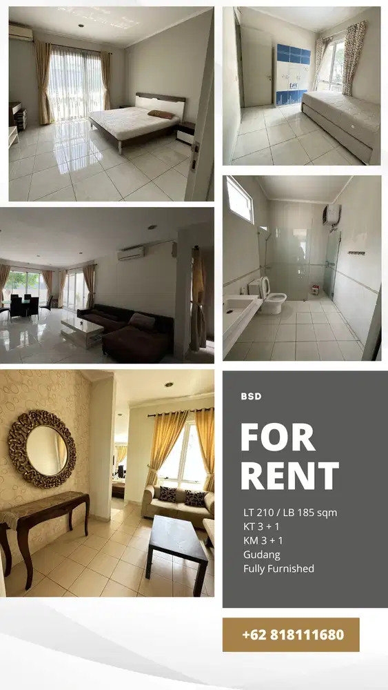 Disewakan Rumah di Cajuputi De Park Bsd, Tangsel