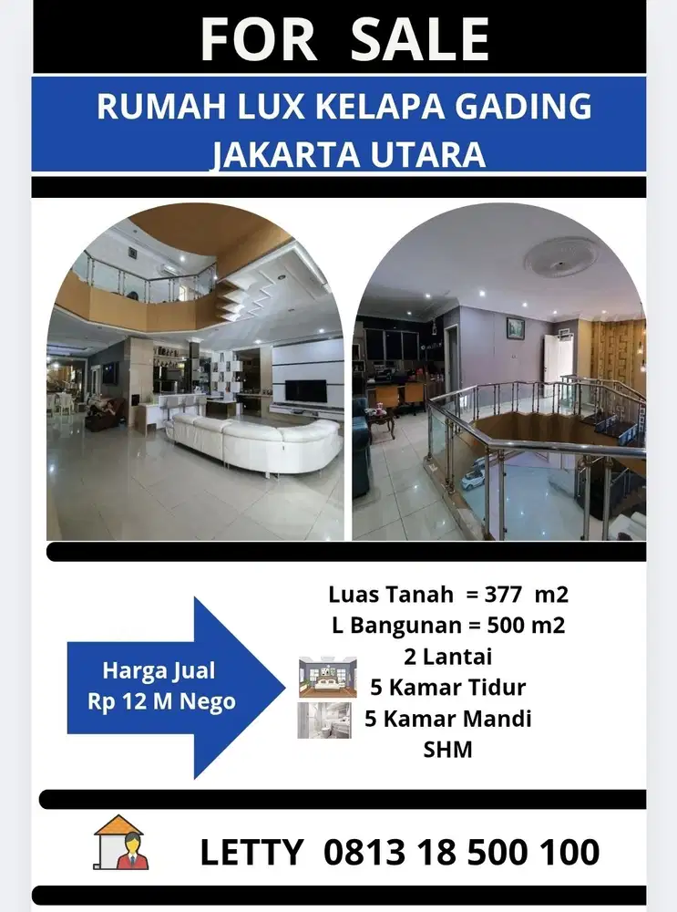 Rumah Lux Kelapa Gading Jakarta Utara Rp 12 M Nego