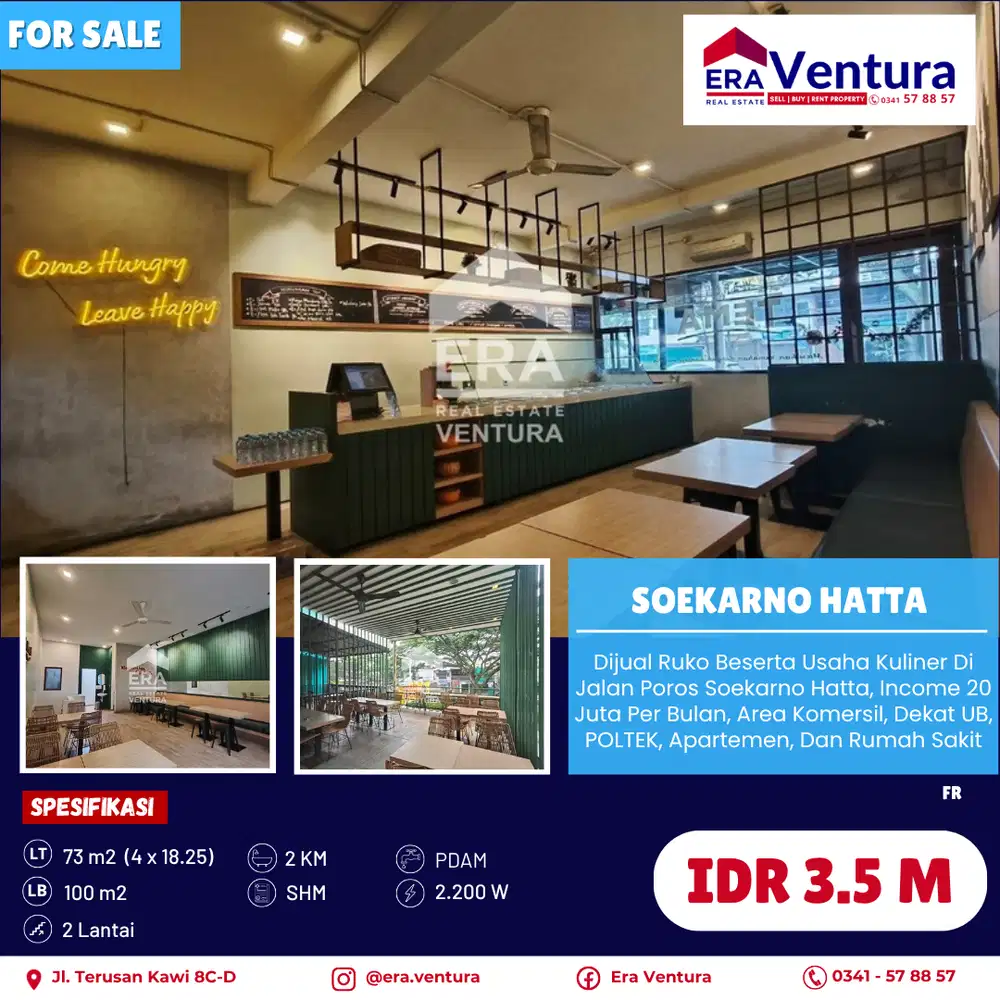 Dijual Ruko Beserta Usaha Kuliner Di Jalan Poros Soekarno Hatta
