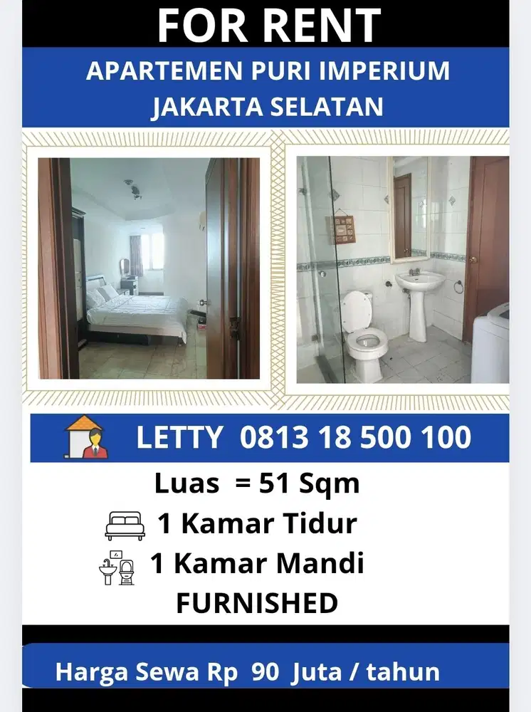 Apartemen Puri Imperium Jakarta Selatan Rp 90 Juta / tahun