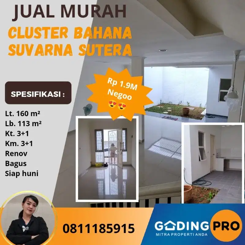 Dijual Cluster Bahana Renov Lt. 160 Suvarna Cikupa Tangerang