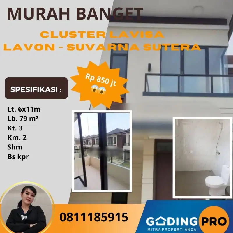 Murah Rumah Uk. 6x11 SHM Lavon Lavisa Suvarna Cikupa Tangerang