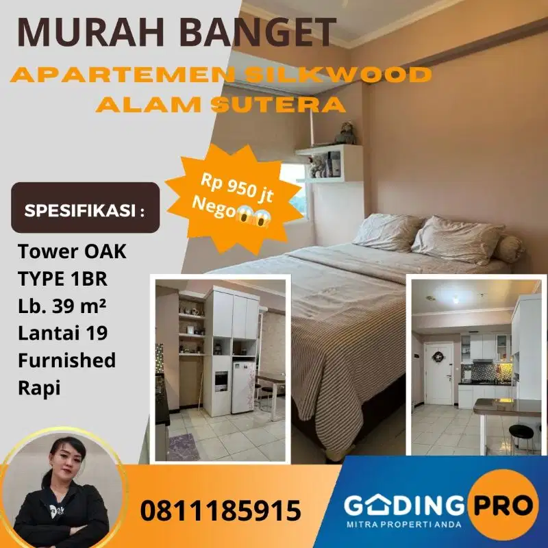 Dijual Apartemen Silkwood Tower OAK 1 BR Alam Sutera Tangerang