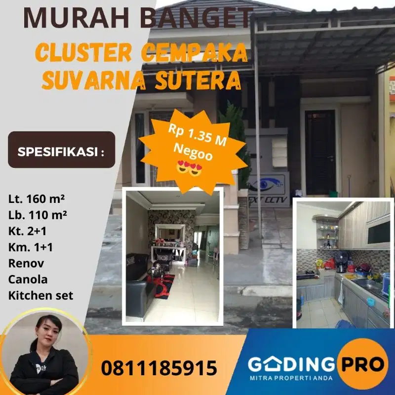 Jual Cepat Rumah Renov Cempaka 160/110 Suvarna Cikupa Tangerang