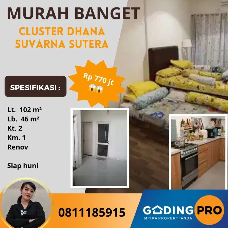 Murah Rumah Renov Cluster Dhana Lt.102 Suvarna Sutera Cikupa Tangerang