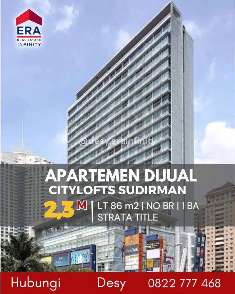 Dijual Murah Apartemen Citylofts Sudirman 2 Lantai
