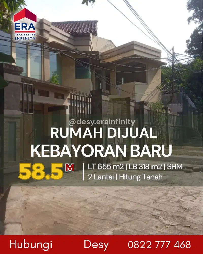 Dijual Rumah Hitung Tanah di Kebayoran Baru, Jakarta Selatan
