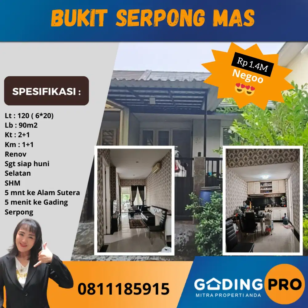 Rumah Bukit Serpong Mas Dekat Alam Sutera Dan Gading Serpong BSD