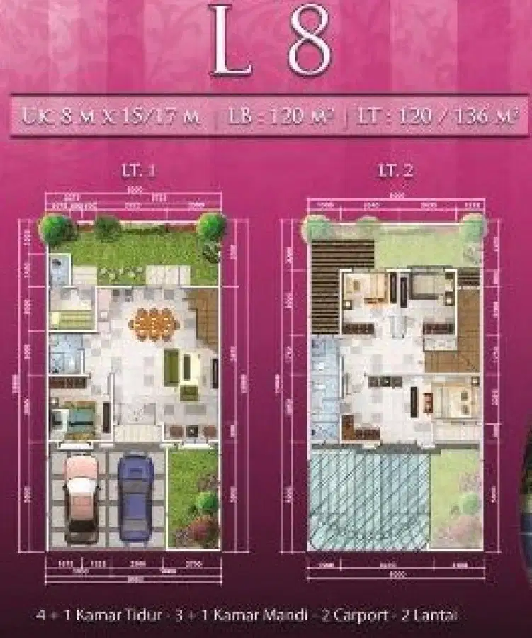 Rumah 2lt 8x17 136m 4KT Cluster La seine JGC Jakarta Garden City