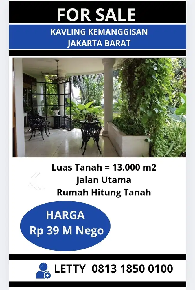 Kavling Hitung Tanah Kemanggisan Jakarta Barat Rp 39 M Nego