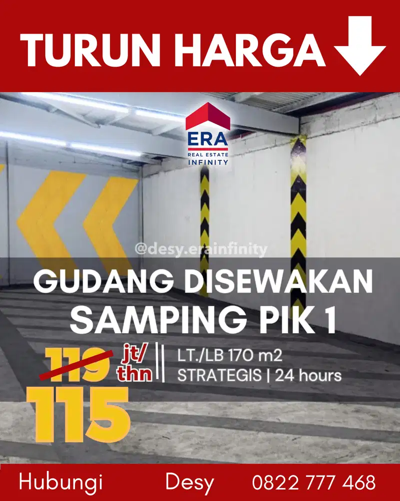 Disewakan Gudang dekat PIK 1 dan Tol Jorr