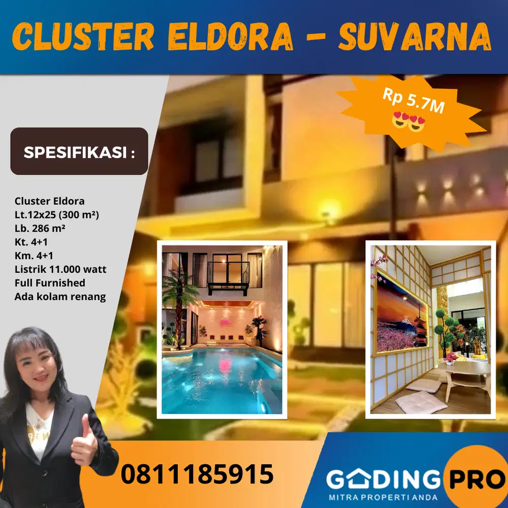 Rumah Furnished Ada Pool Cluster Eldora Suvarna Cikupa Tangerang