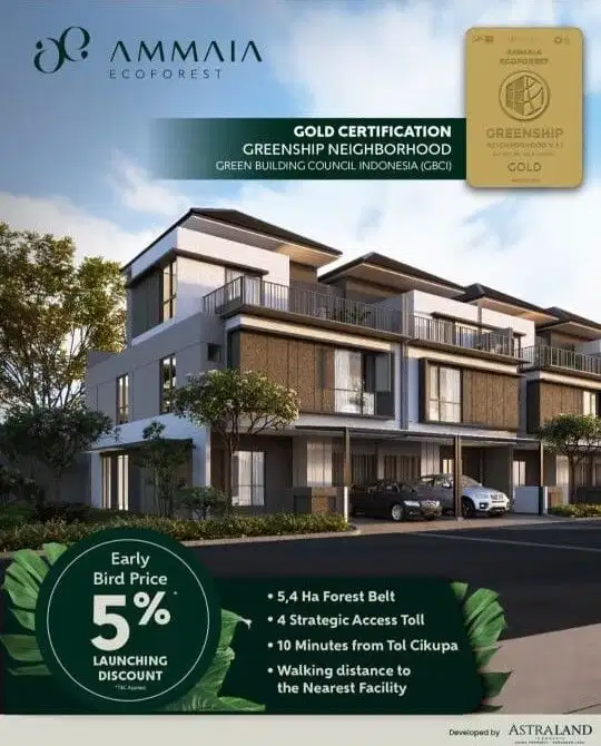 Rumah Ammaia Ecoforest Harga Mulai 1M-an Dekat Pintu Tol di Tangerang