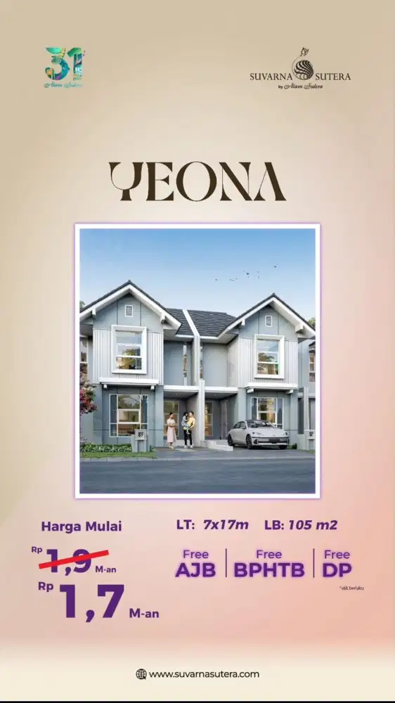 Rumah Cluster YEONA Promo Dan Diskon Suvarna Sutera Cikupa Tangerang