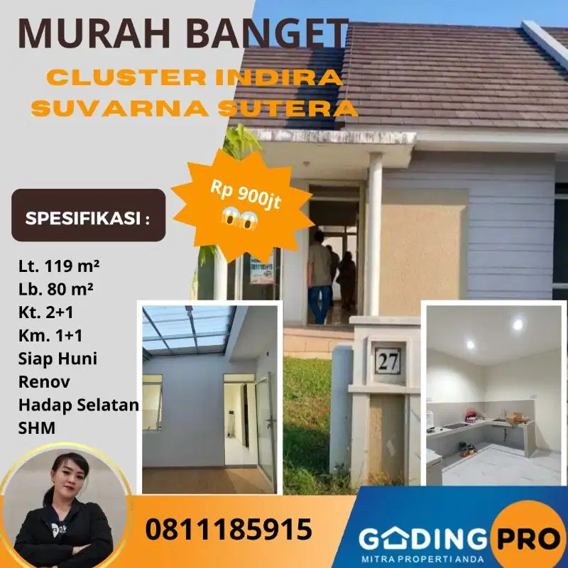 Jual Cepat Rumah Indira Lt. 119 Renov Suvarna Sutera Cikupa Tangerang