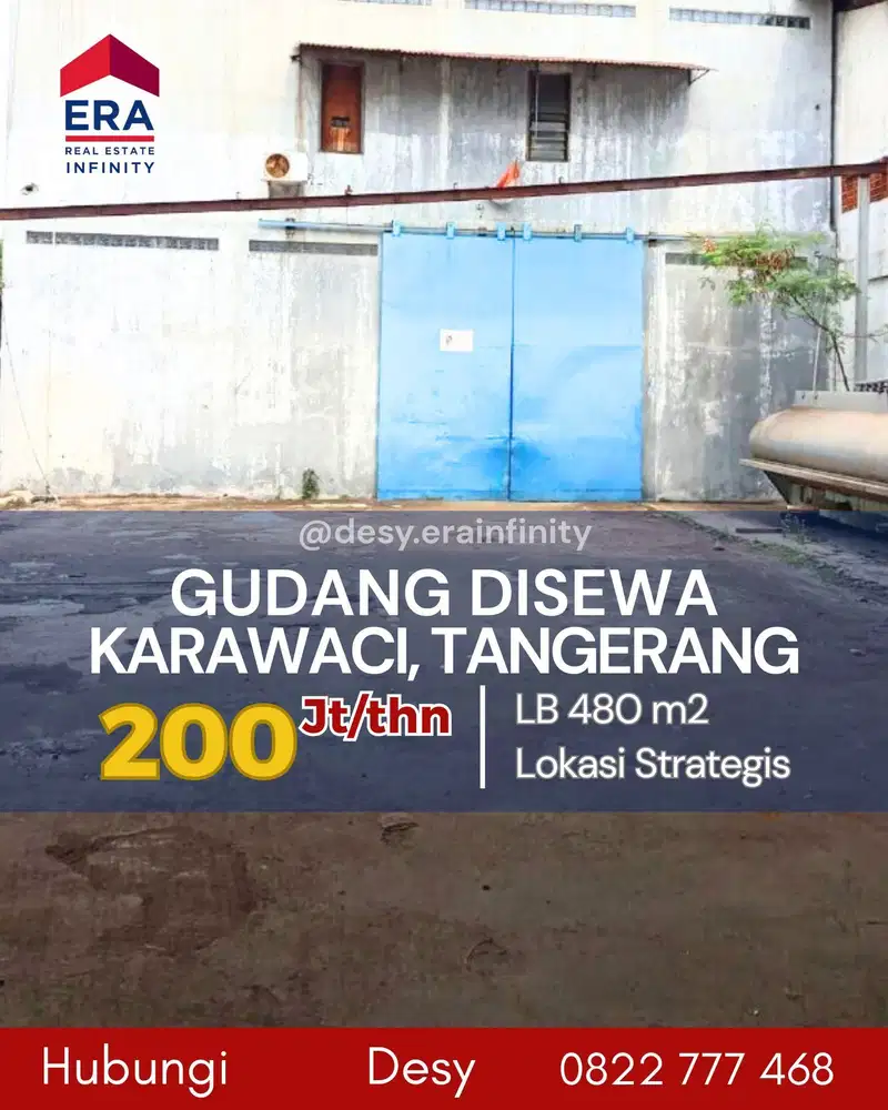 Disewakan Gudang di Karawaci, Tangerang