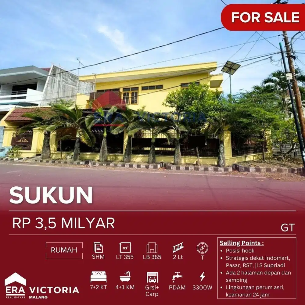 Dijual rumah posisi hook area Sukun