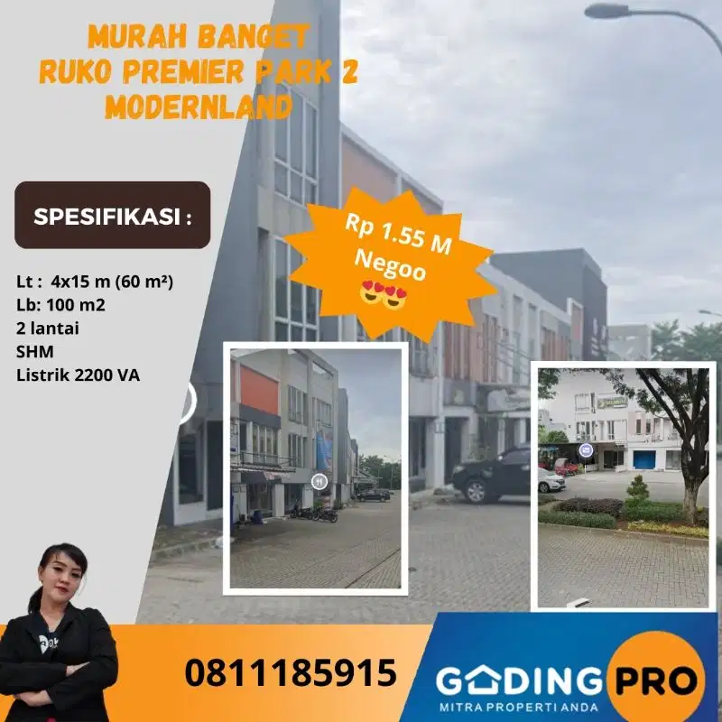 Murah Ruko Strategis Premier Park 2 Modernland Tangerang